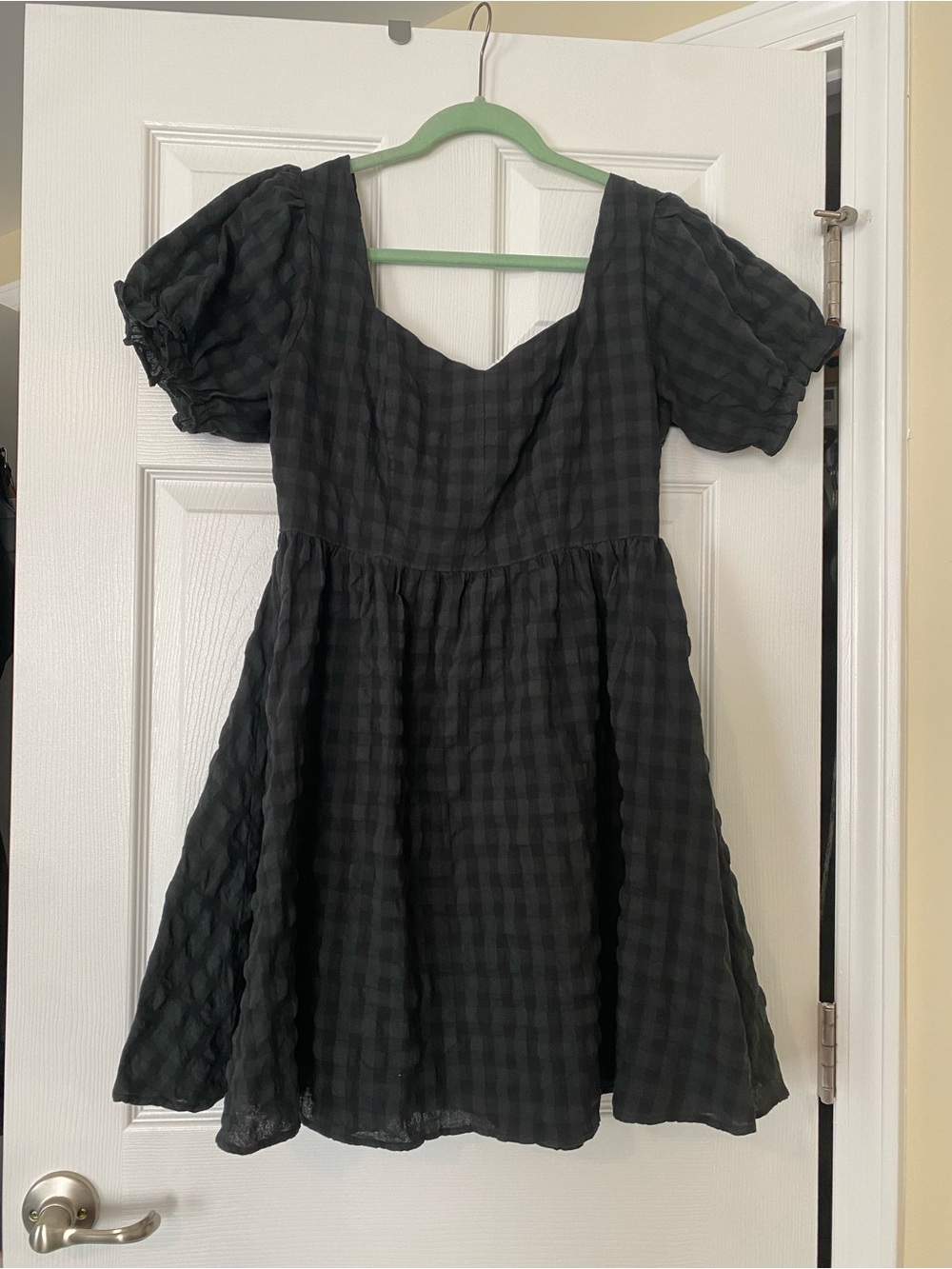 Disturbia Black Puff Sleeve Gingham Mini Dress - Picture 8 of 11